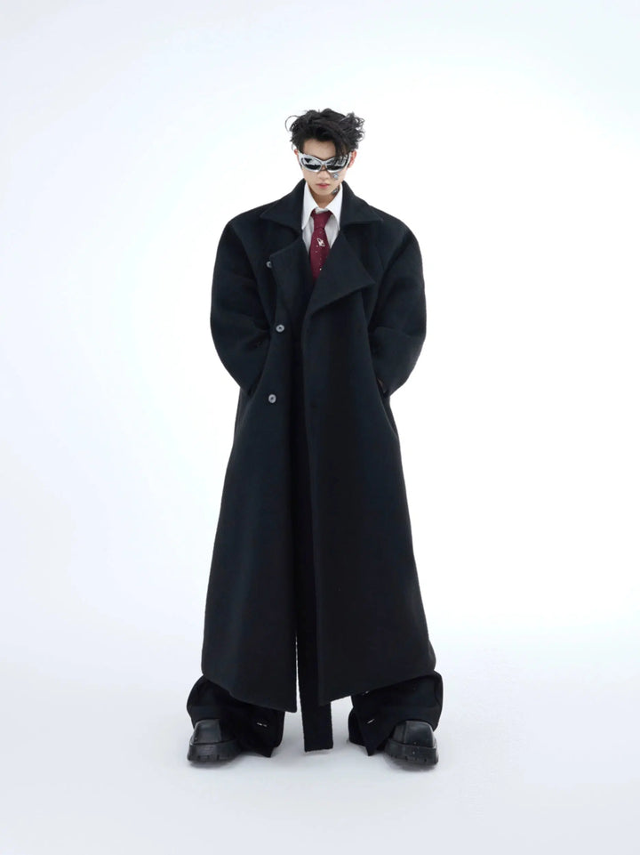 Heavyweight Woolen Knee-Length Coat-The Korean Fashion