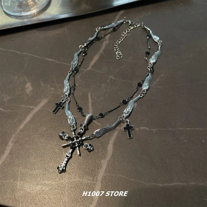 Double Layer Cross Necklace