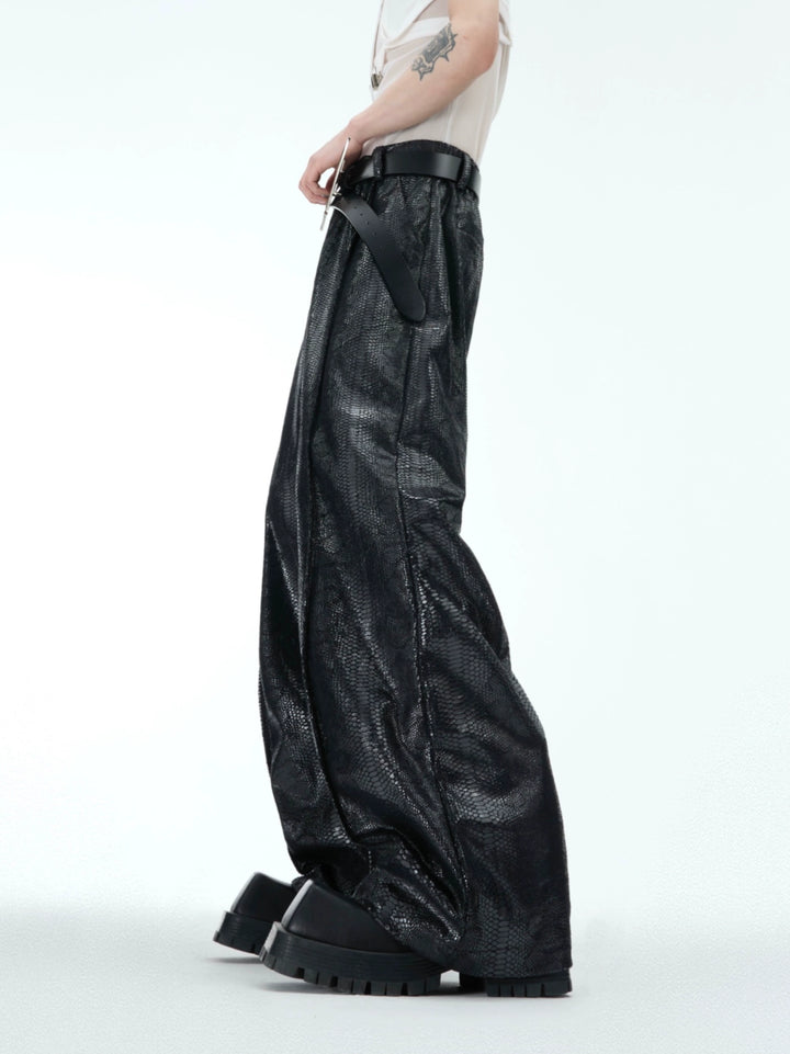 Black Metallic Wide Leg Pants