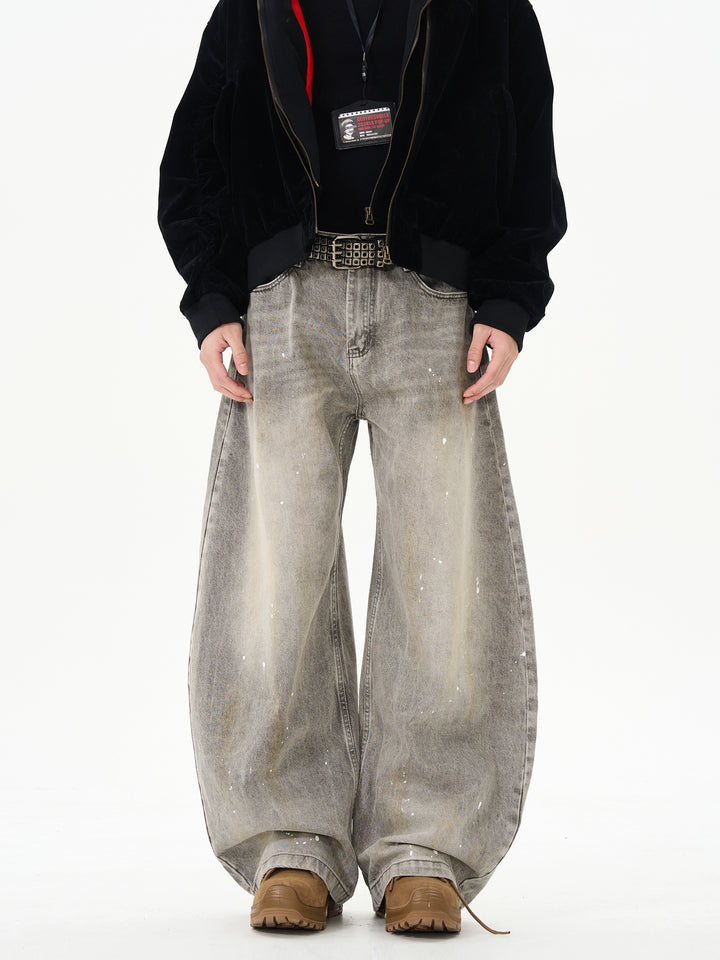 Loose Fit Ink-Splashed Jeans