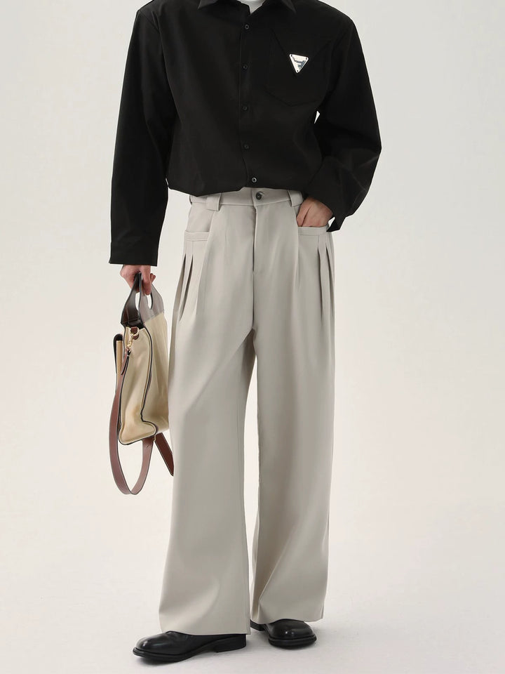 Loose Fit Wide-Leg Pleated Pants