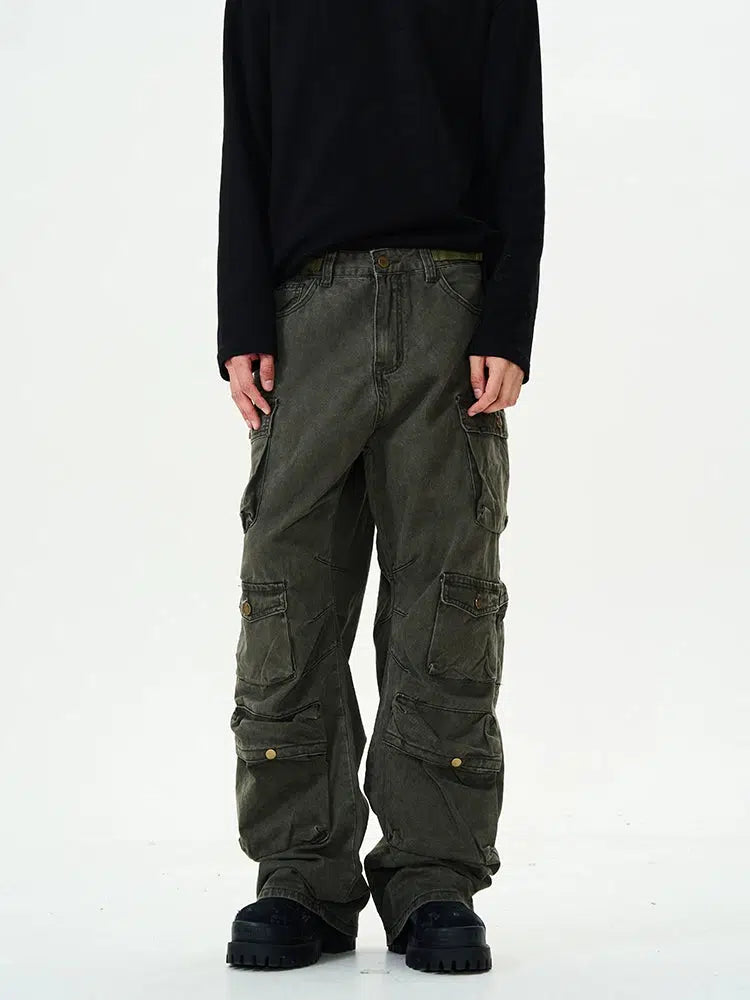 Retro Heavy-Duty Multi-Pocket Cargo Pants-The Korean Fashion