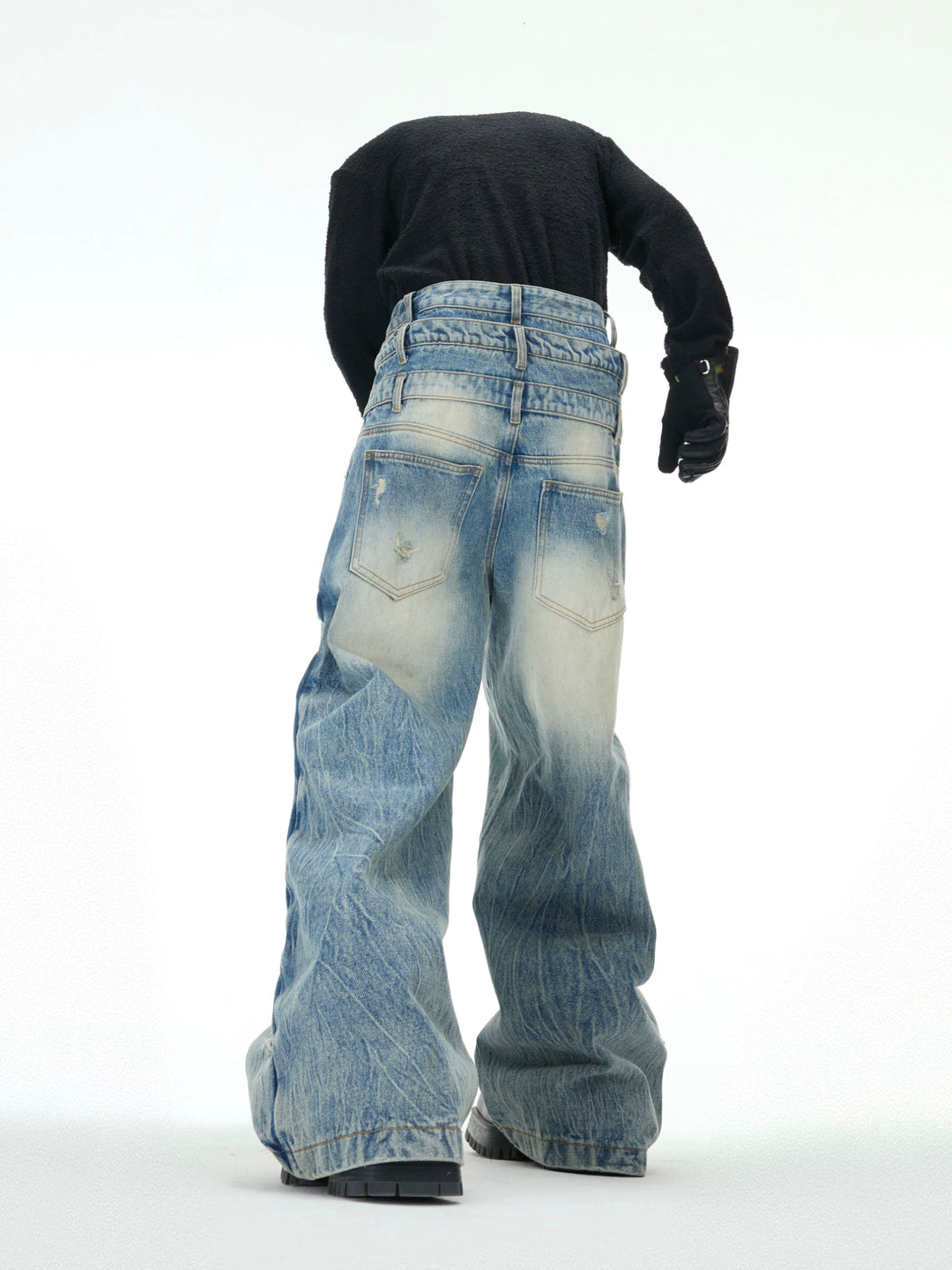 Layered Destruction Casual Jeans