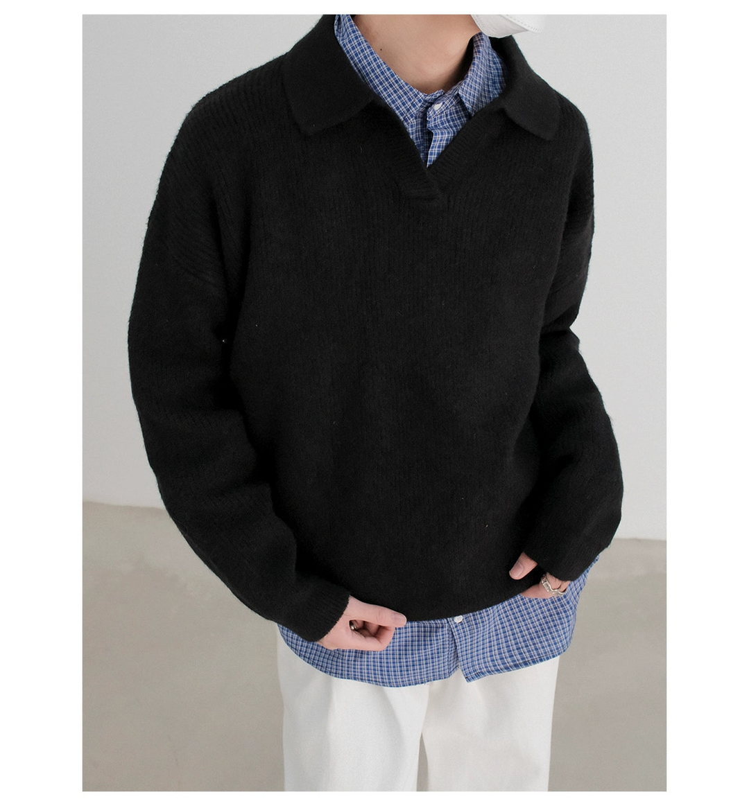 Lapel Knit Pullover Sweater