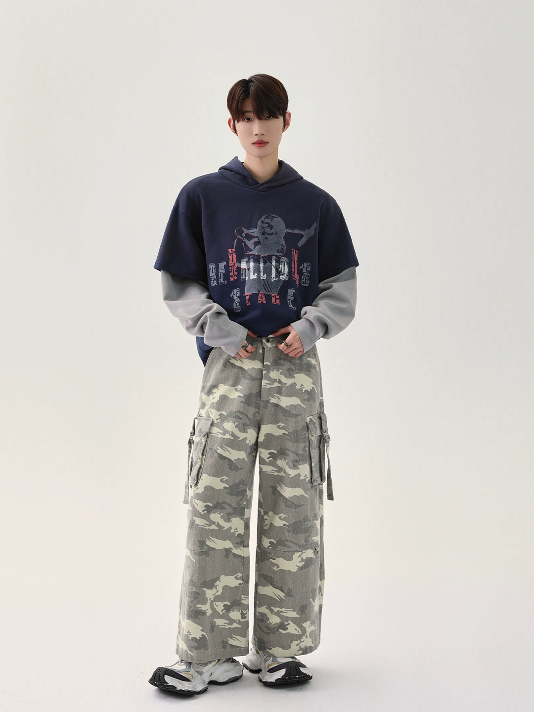 Camouflage Wide Leg Cargo Pants