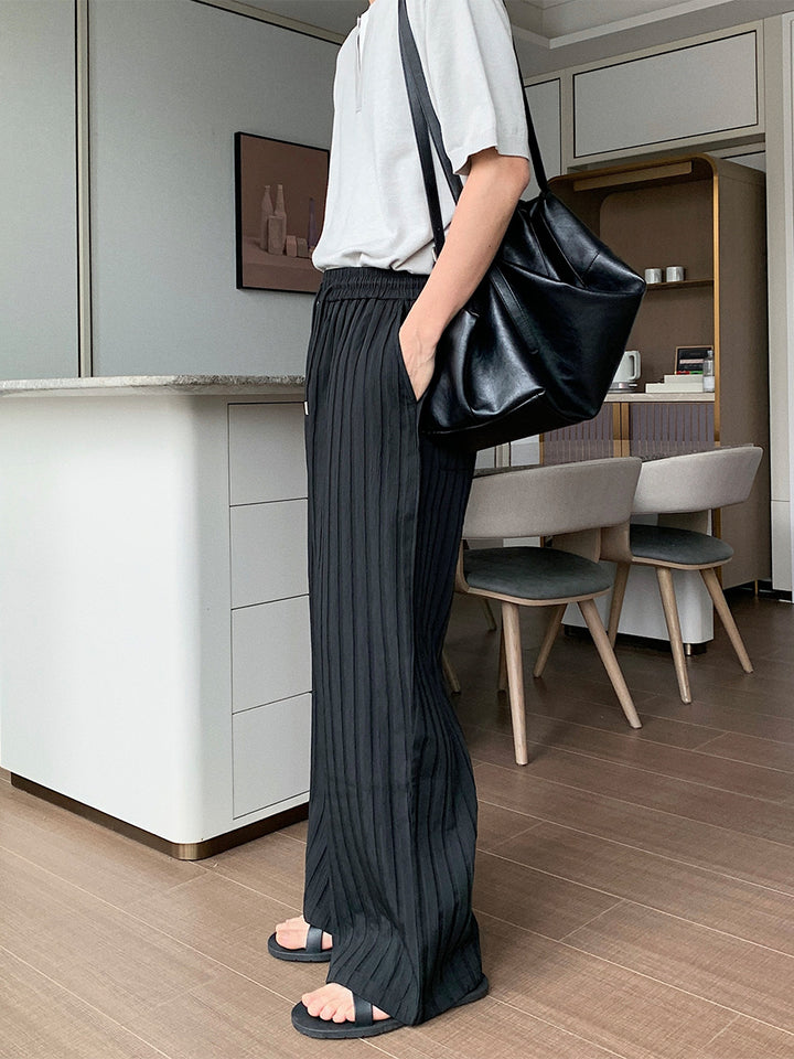 Striped Wide-leg Pants