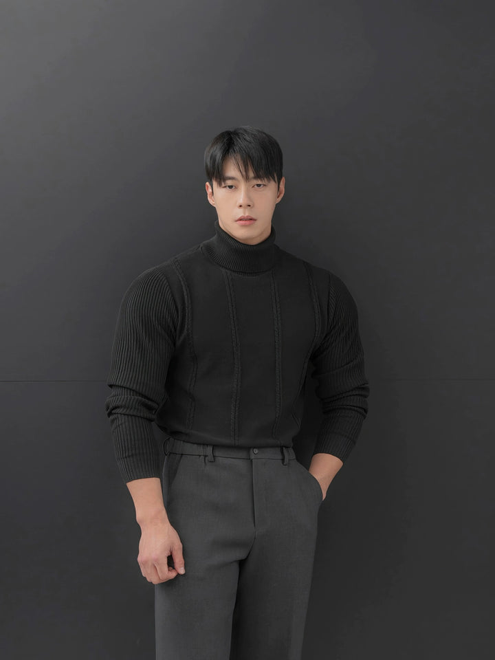 Turtleneck Knitted Long-sleeve Sweater