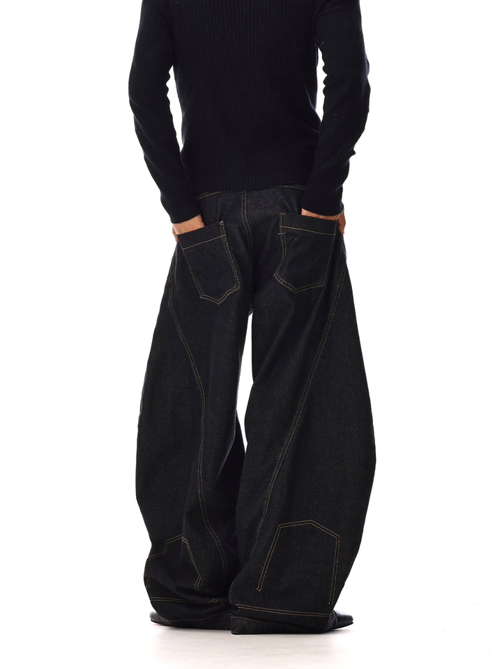 Black Loose-fit Straight-Leg Pants