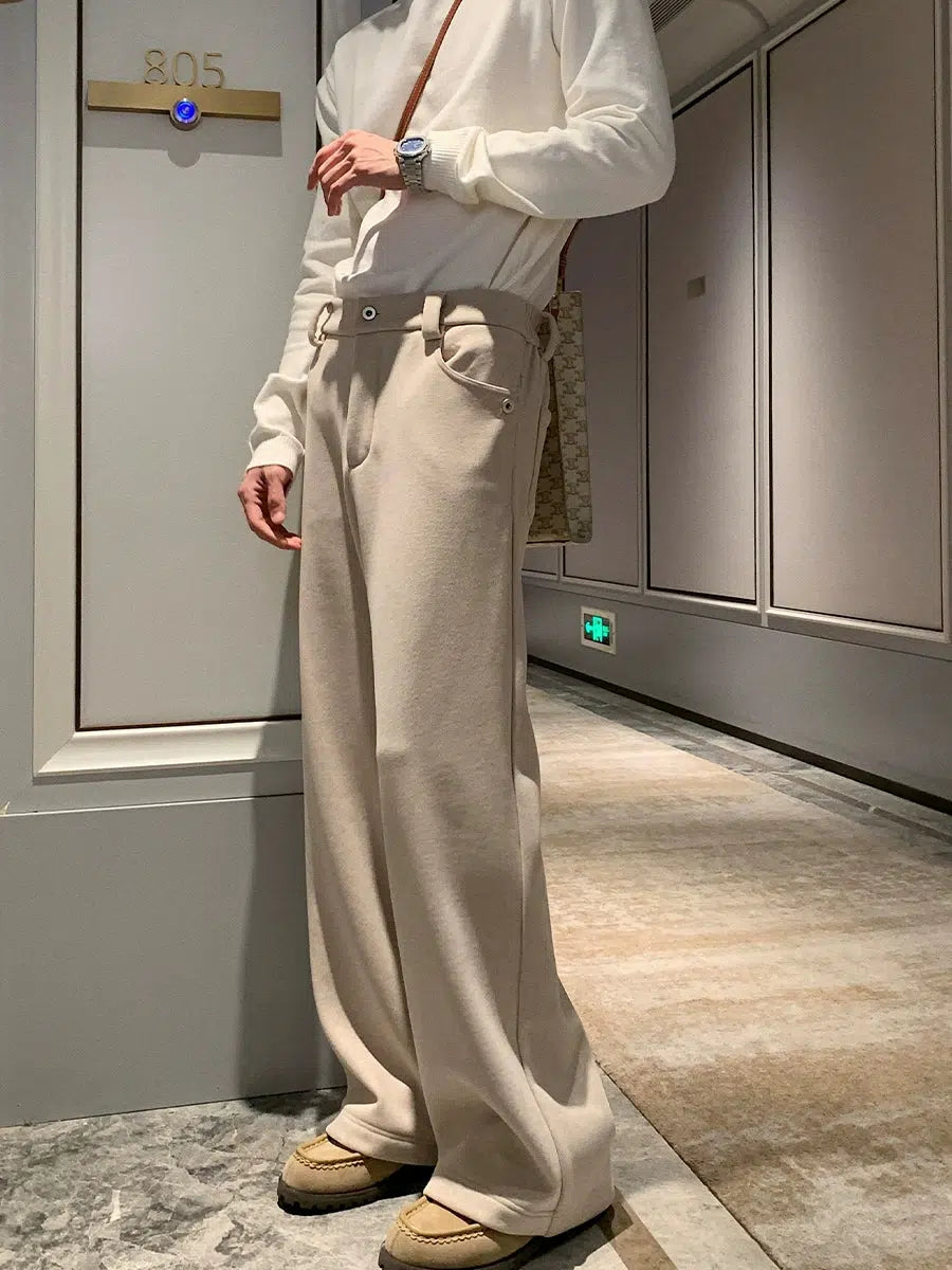 Wide-leg Plus Velvet Straight Pants