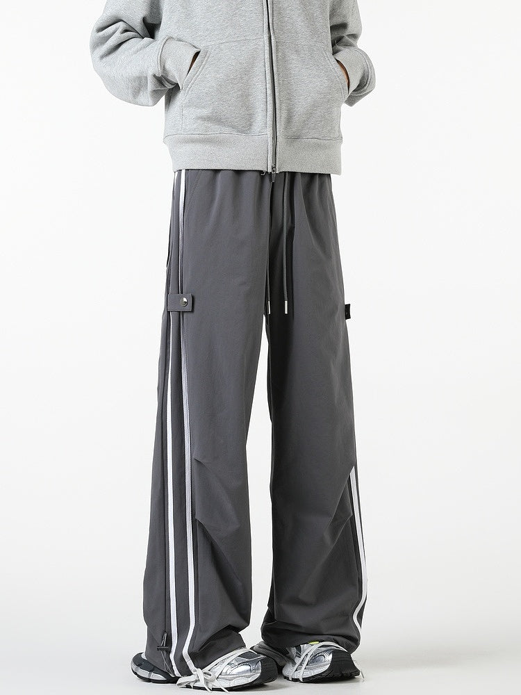 Wide-Leg Striped Sports Pants