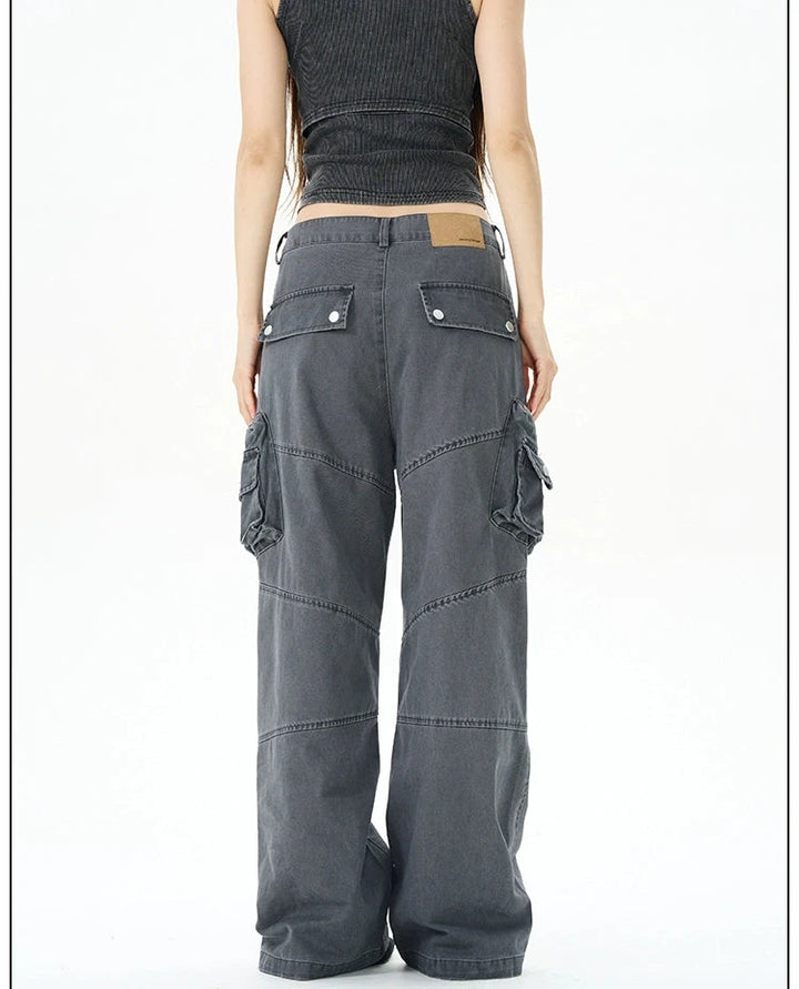 Retro Multi-Pocket Casual Pants