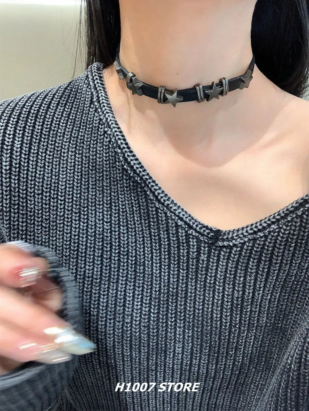 Leather Star Choker