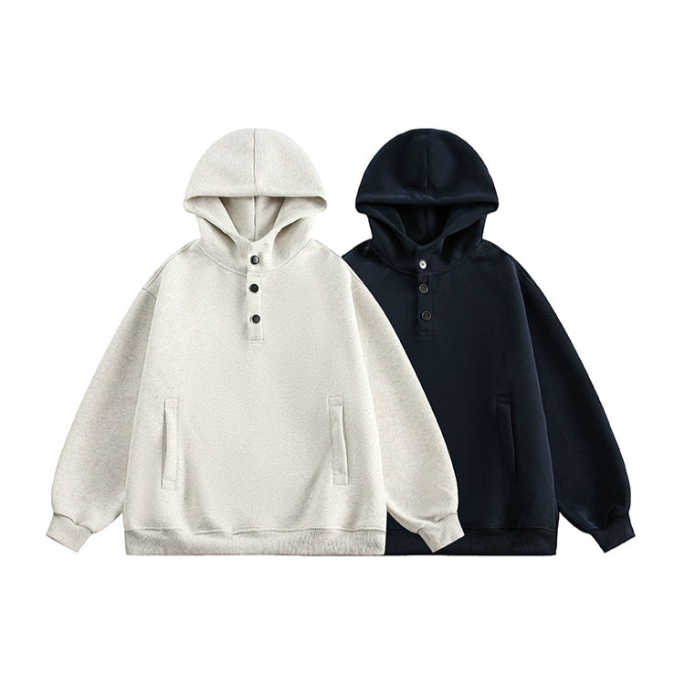 Hooded Button Pullover Sweatshirt