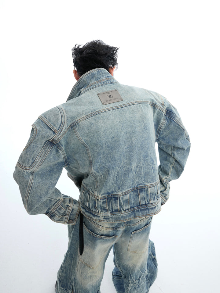 Distressed Bamboo Denim Jacket with Pants