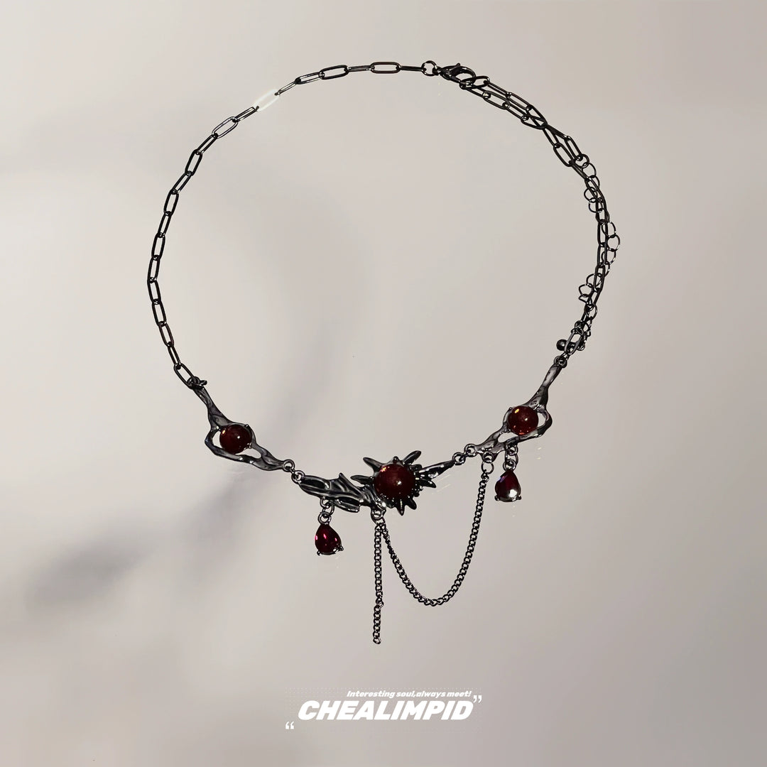 Hip-Hop Style Irregular Ruby Necklace