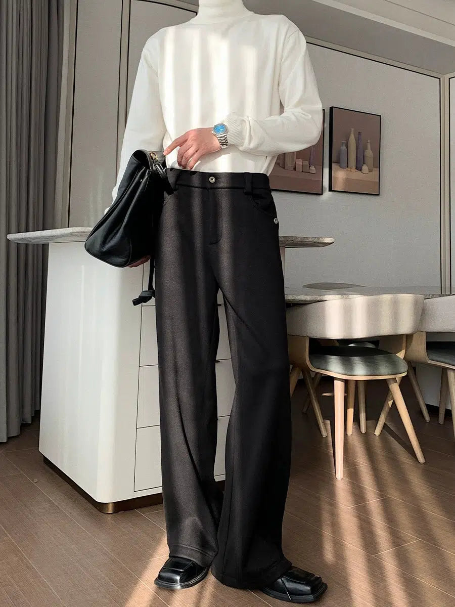 Wide-Leg Plus Velvet Winter Casual Pants-The Korean Fashion