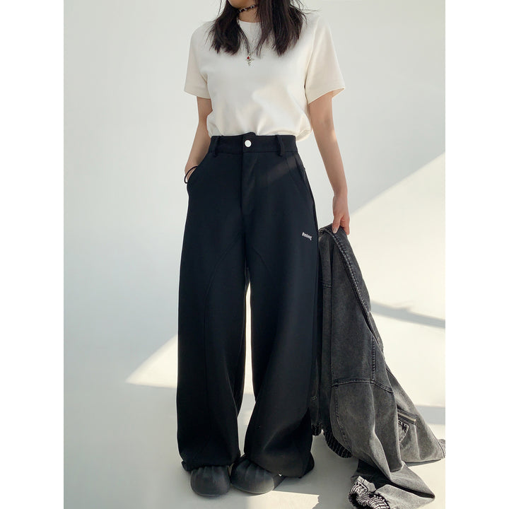 Minimalist Embroidered Wide-Leg Pants