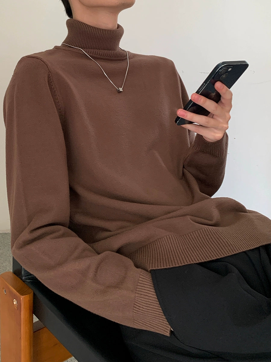 Turnable High Collar Knit Sweater