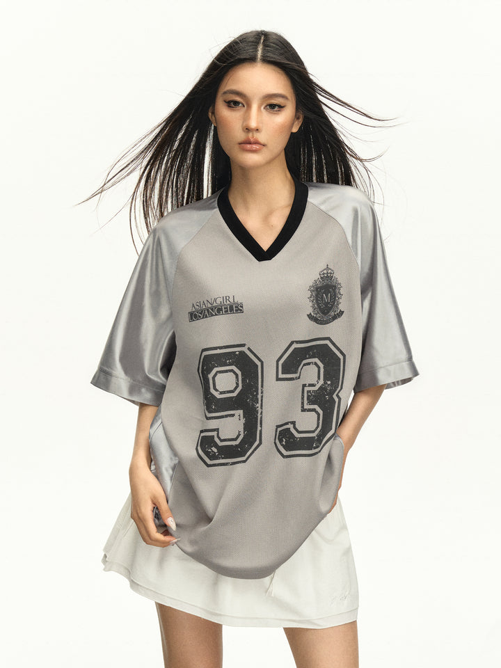 Retro Satin Stitching Loose Jersey Top