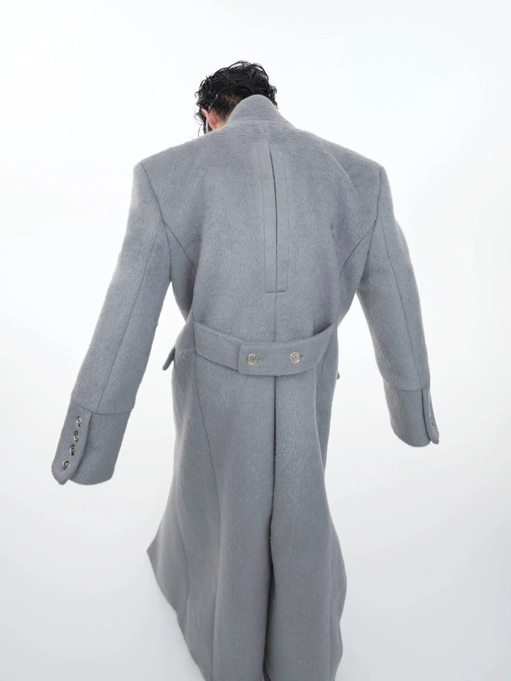 Airplane Button Stand Collar Wool Coat-The Korean Fashion