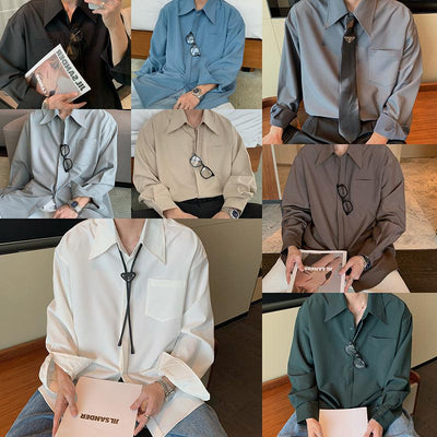 Korean Streetwear Men Shirt, Mens Korean Style Shirts