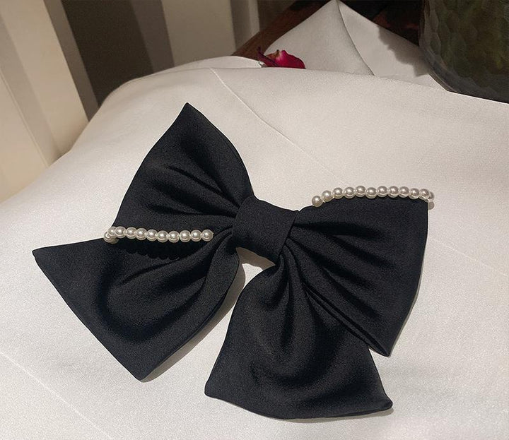 Black Bow Pearl Hairpin