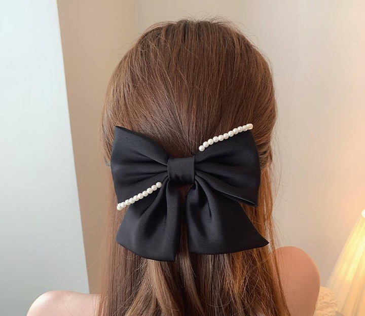 Black Bow Pearl Hairpin