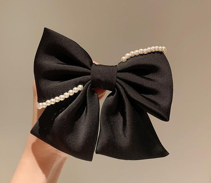 Black Bow Pearl Hairpin