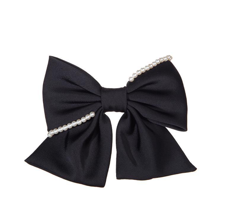 Black Bow Pearl Hairpin