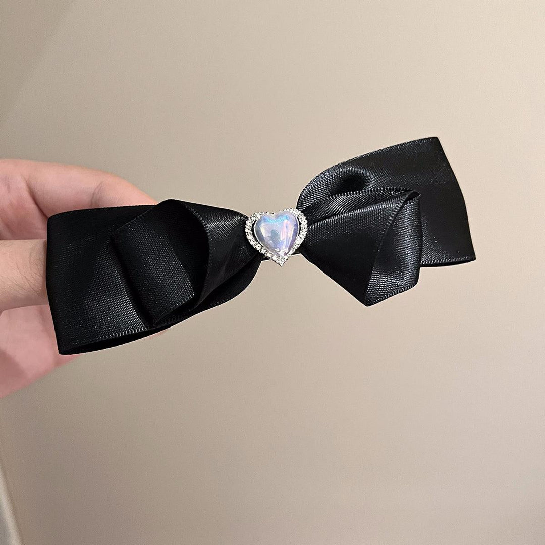 Black Bow-Knot Heart Hair Claw Clip