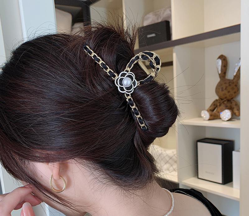 Black Camellia Hair Claw Clip