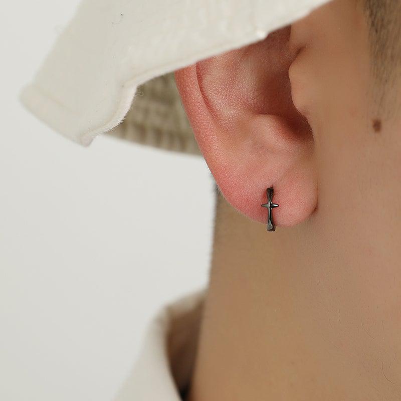 Black Cross Hoop Earrings