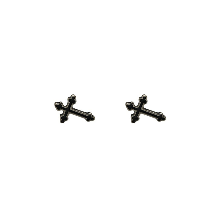 Black Cross Stud Earrings