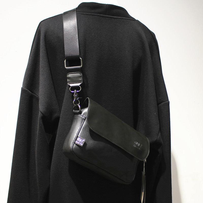 Black Faux Leather Flap Shoulder Bag