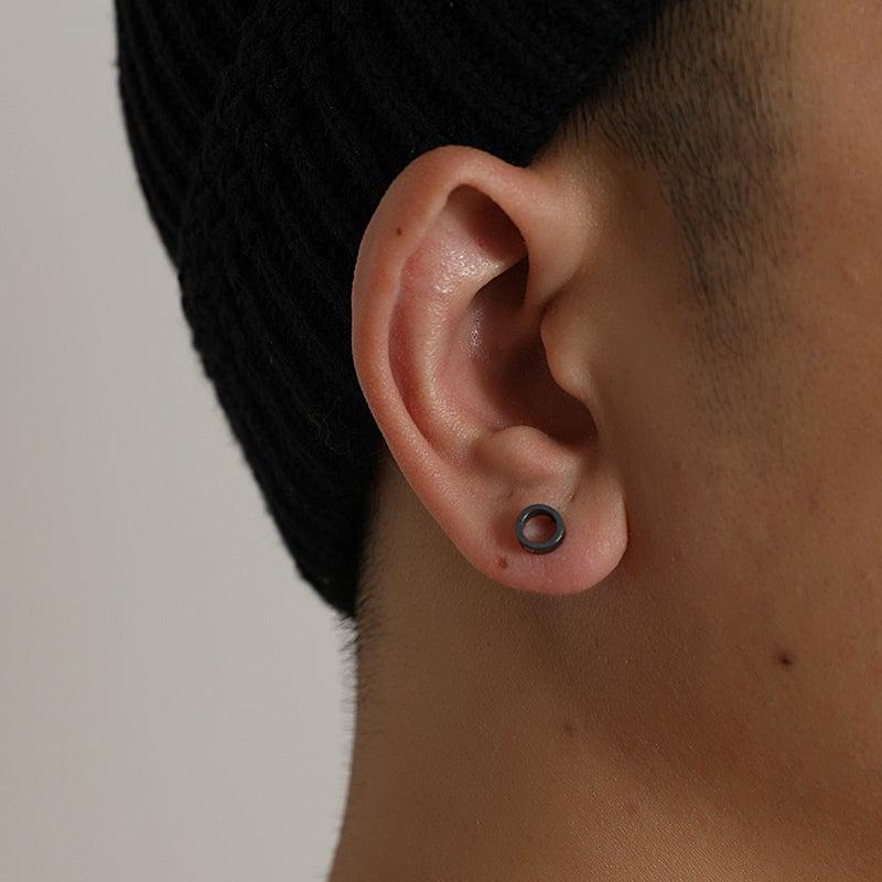 Black Hollow Round Stud Earrings