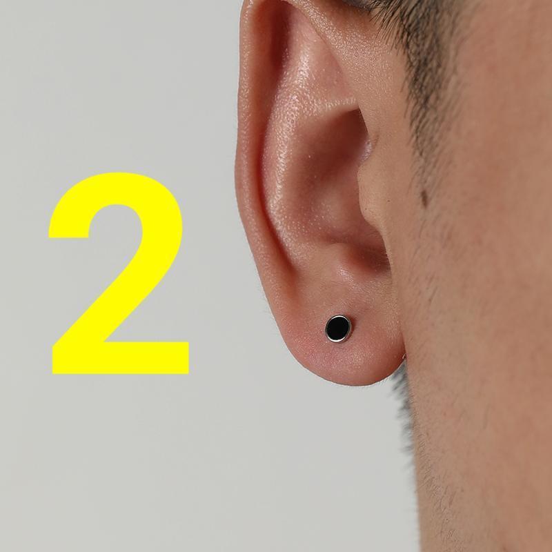 Black Round Ear Studs