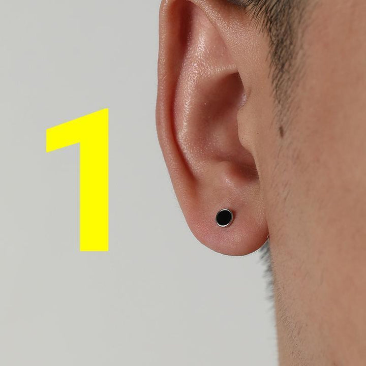 Black Round Ear Studs