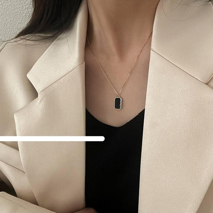 Black Square Pendant Necklace