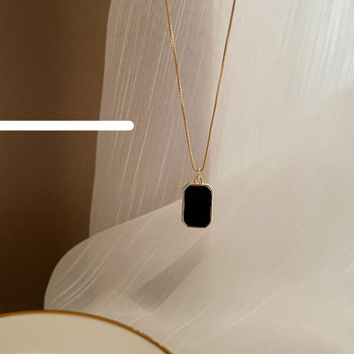 Black Square Pendant Necklace