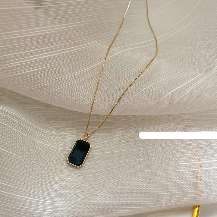 Black Square Pendant Necklace