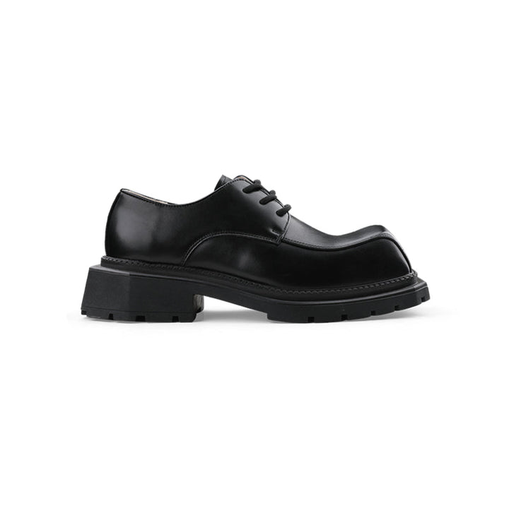 Black Square Toe Leather Shoes