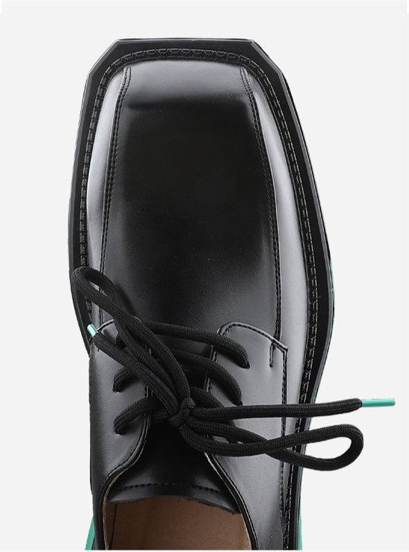 Black Square Toe Leather Shoes