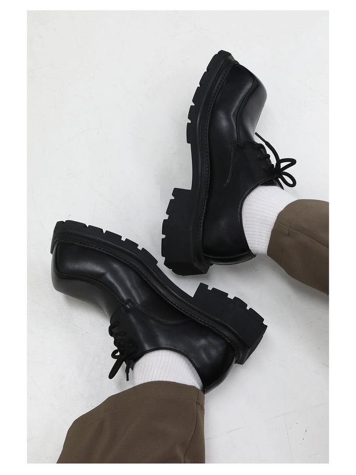 Black Square Toe Leather Shoes