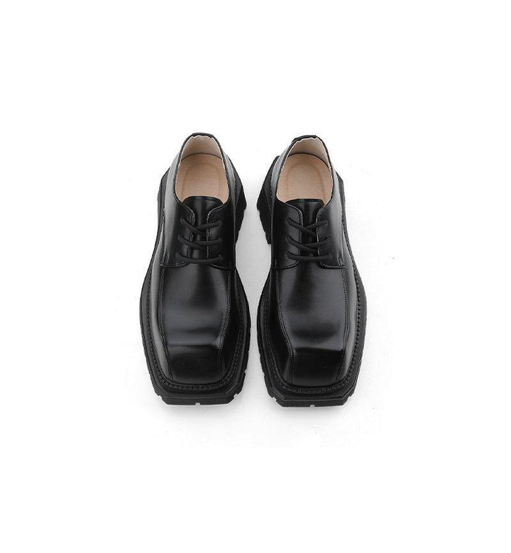 Black Square Toe Leather Shoes