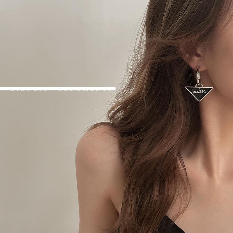 Black Triangle Dangle Earrings