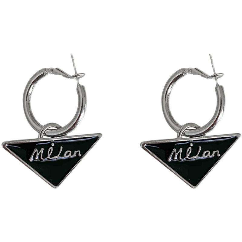 Black Triangle Dangle Earrings