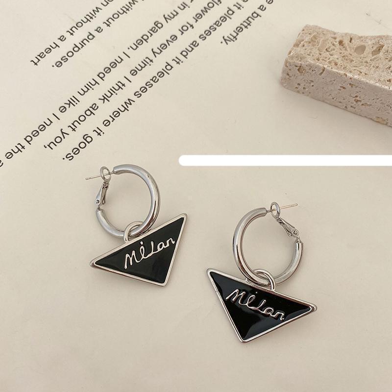 Black Triangle Dangle Earrings