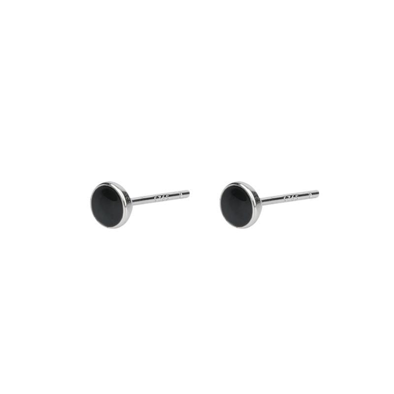 Black Round Ear Studs