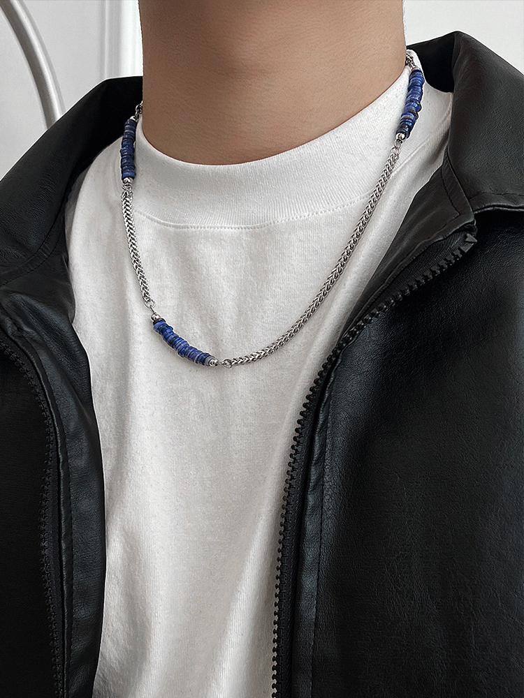 Blue Bead Stitching Necklace