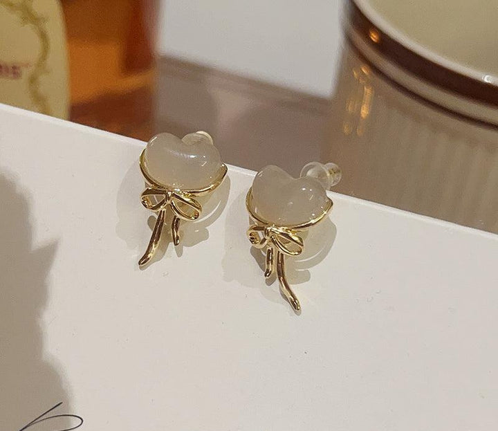 Bow Heart Stud Earrings